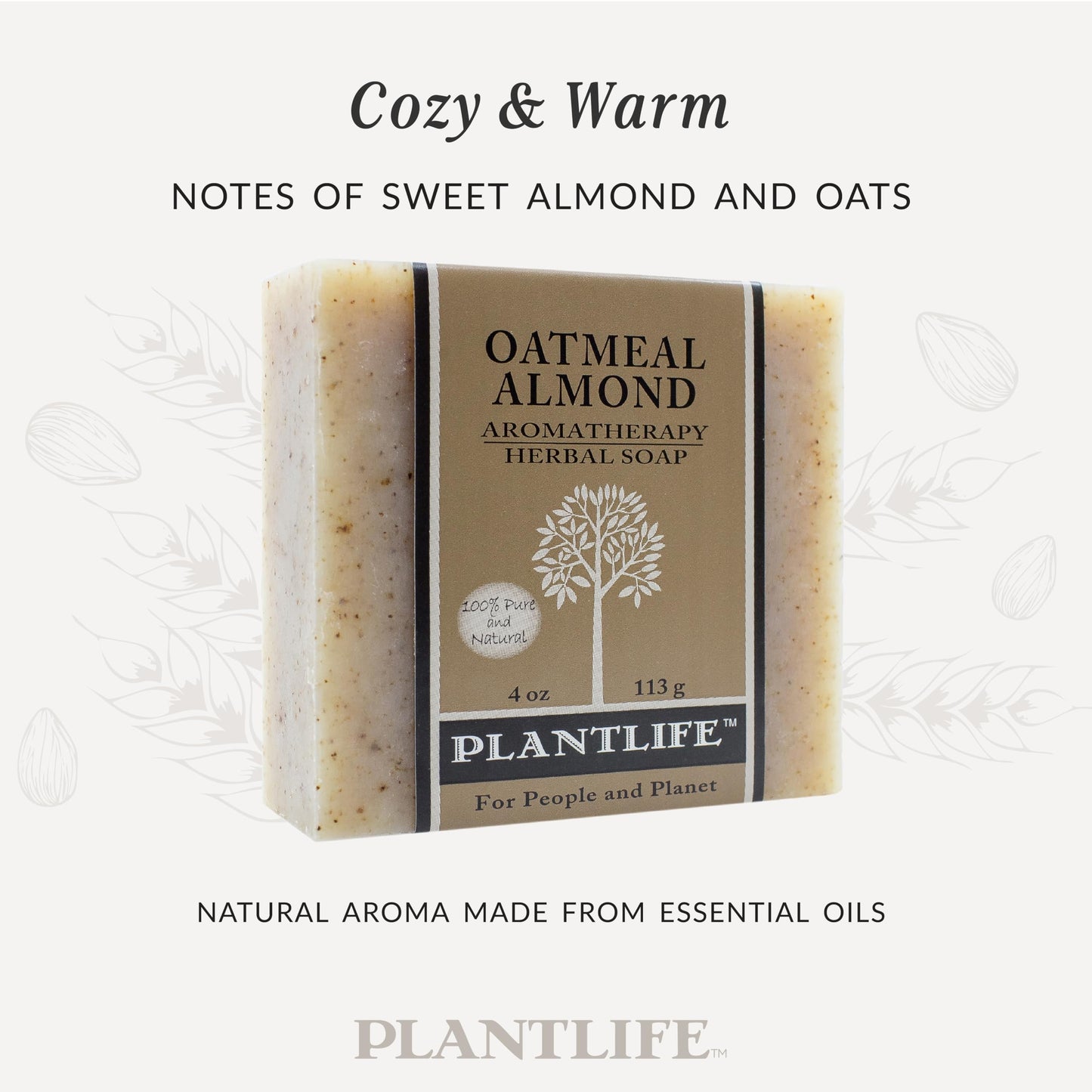 Plantlife Oatmeal Almond Bar Soap - Moisturizing and Soothing Soap for Your Skin - Hand Crafted Using Plant-Based Ingredients - Made in California 4oz Beauty & Personal Care Plantlife