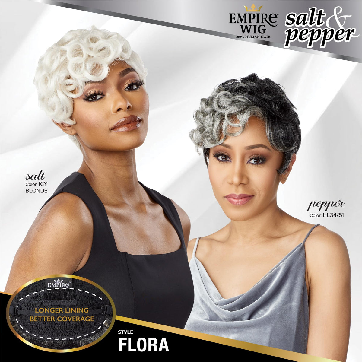 Sensationnel Empire Human Hair Wig-Salt And Pepper Flora, 350 COPPERRED