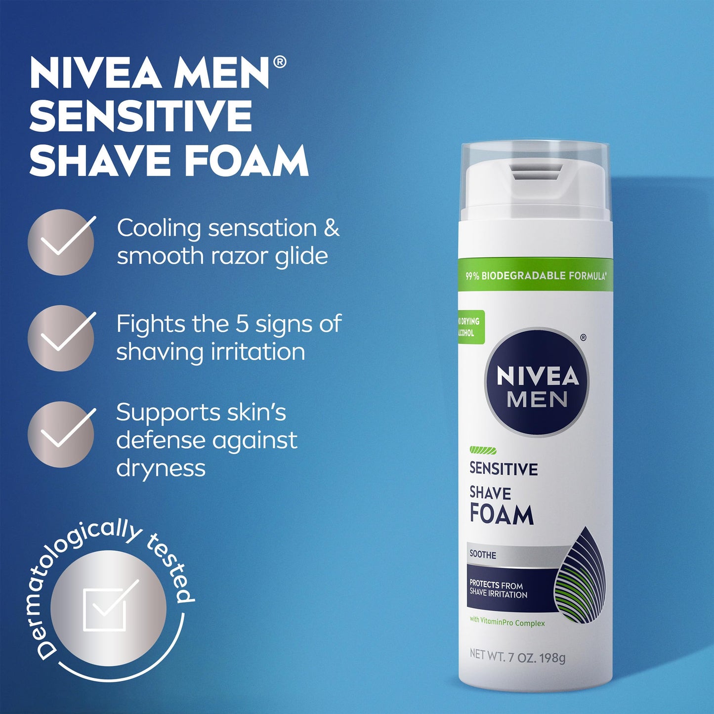 NIVEA MEN Sensitive Shave Foam with Vitamin E, Soothing Chamomile and Witch Hazel Extracts, 6 Pack of 7 Oz Cans Beauty & Personal Care Beiersdorf