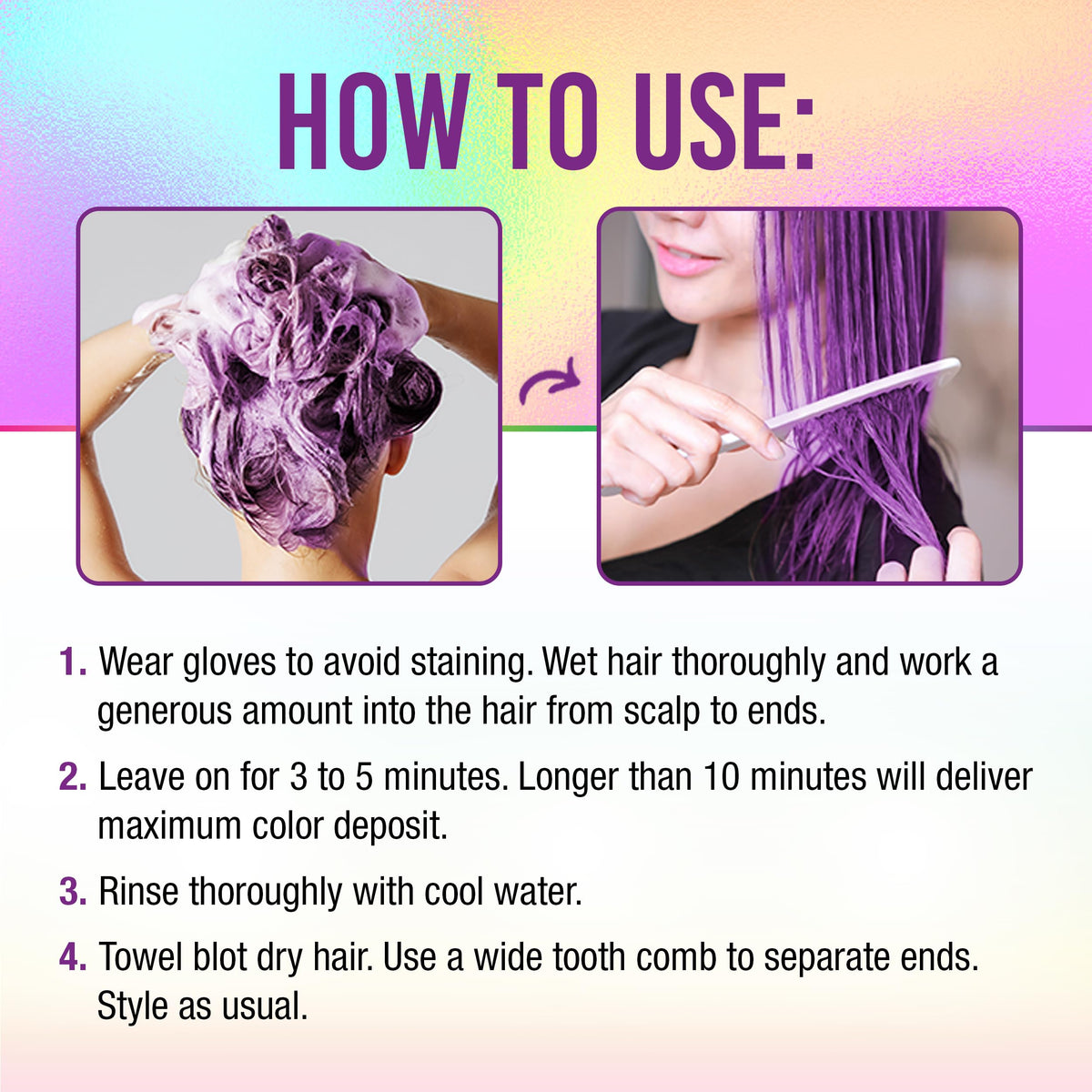 Punky Colour 3-in-1 Color Depositing Conditioner & Hair Cleanser - Purpledacious, Semi Permanent Hair Color, Temporary Hair-Dye, Sulfate-Free, Vegan,