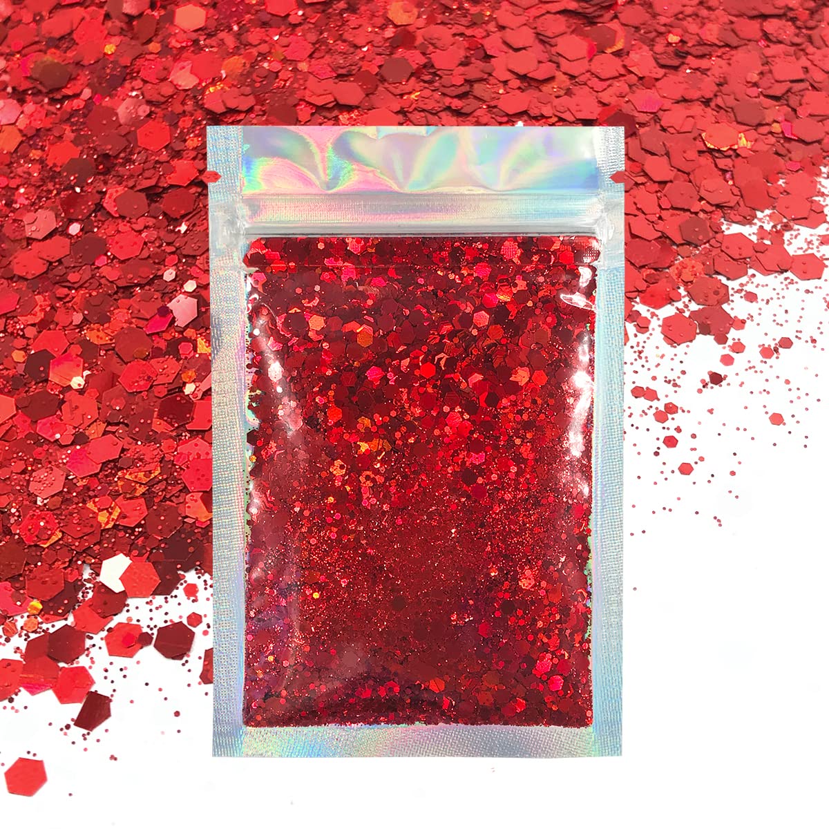 Red Face & Body Glitter - Cosmetic Grade Chunky Glitter - Uses Include: Festival Rave Makeup Face Body Nails Resin Arts & Crafts, Resin, Tumblers Beauty & Personal Care Electric Bliss Beauty