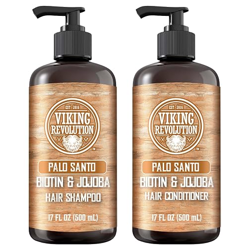 Viking Revolution Palo Santo Mens Shampoo and Conditioner Set with Biotin and Jojoba Oil - Natural Hair Shampoo and Hair Conditioner for Men Beauty & Personal Care Viking Revolution