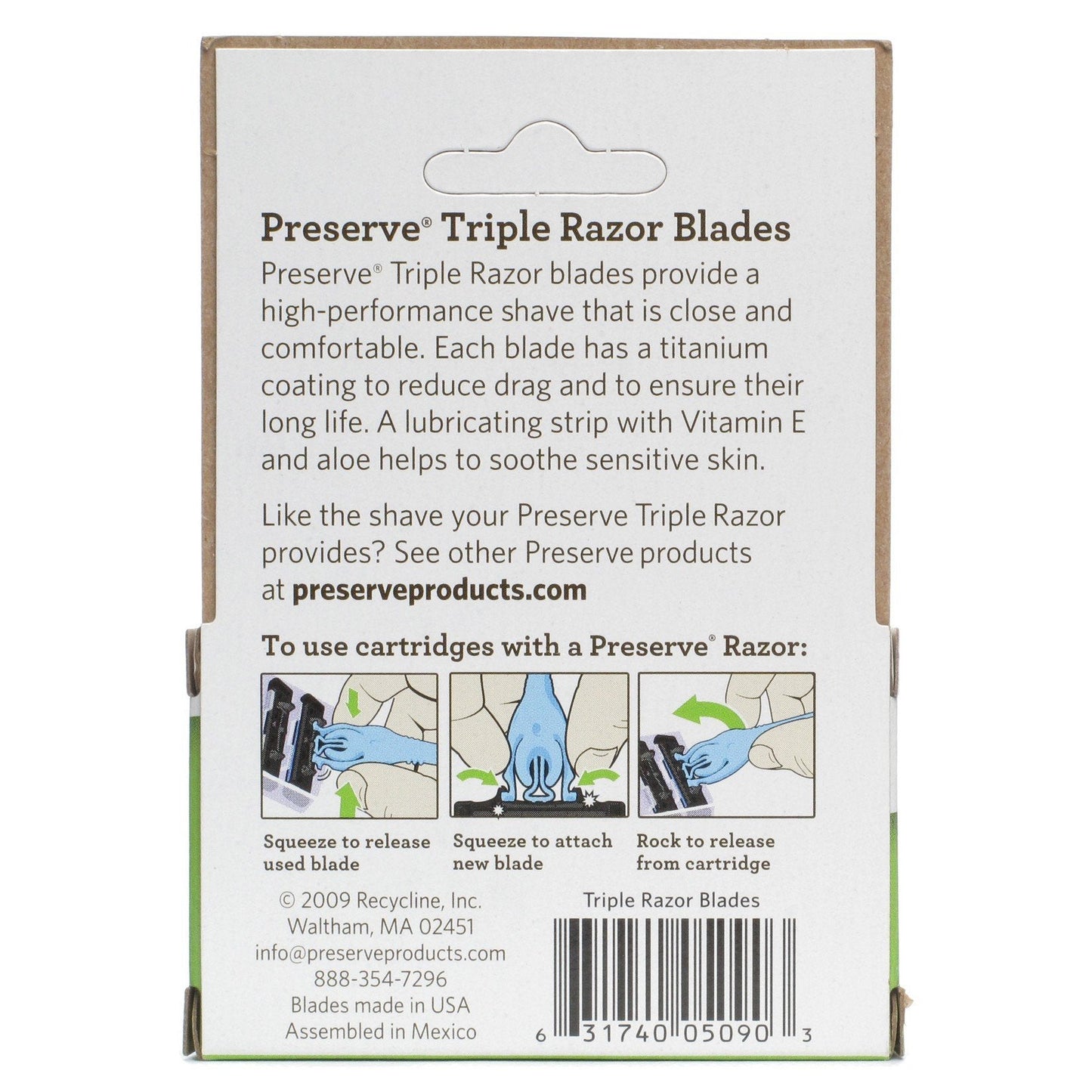 Preserve PRE-5091P2 Triple Razor Replacement Blade44; 4-Pack. This multi-pack contains 2 packs. Beauty and Personal Care Preserve