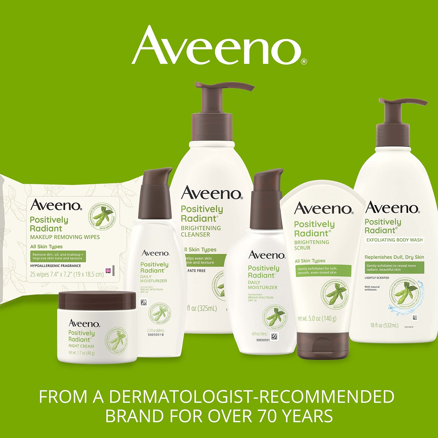 Aveeno Positively Radiant Brightening Facial Cleanser 11 oz – Moisture-Rich Soy Extract, Gentle for Sensitive Skin, Non-Comedogenic & Hypoallergenic Beauty & Personal Care Aveeno