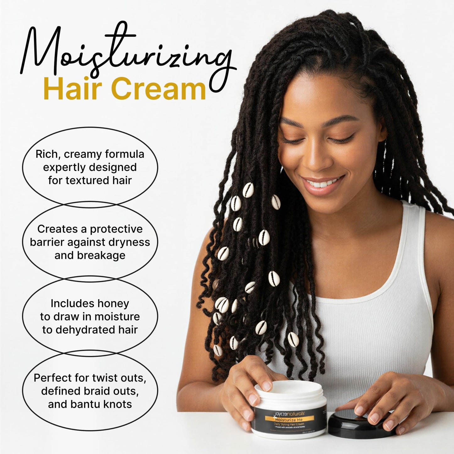 Jaycee Naturals Moisturize Me Daily Styling Hair Cream with Avocado Oil, Honey, and Shea Butter to Tame Frizz, Deep Condition, and Lock in Moisture Beauty & Personal Care Jaycee Naturals