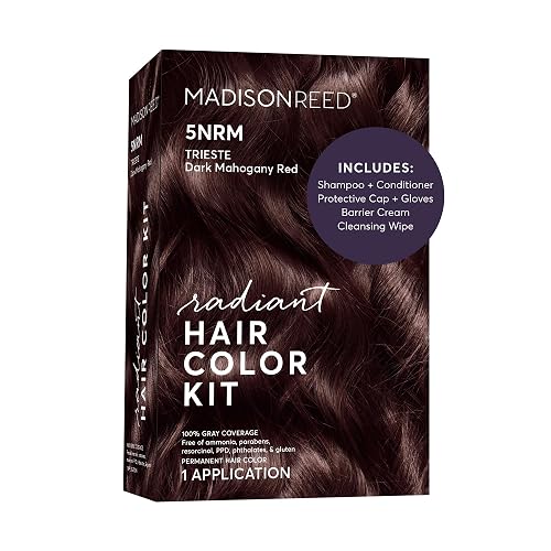 Madison Reed Radiant Hair Color Kit, Permanent Hair Dye, 100% Gray Coverage, Ammonia-Free, Trieste Red 5NRM Dark Mahogany red, Pack of 1 Beauty & Personal Care Madison Reed