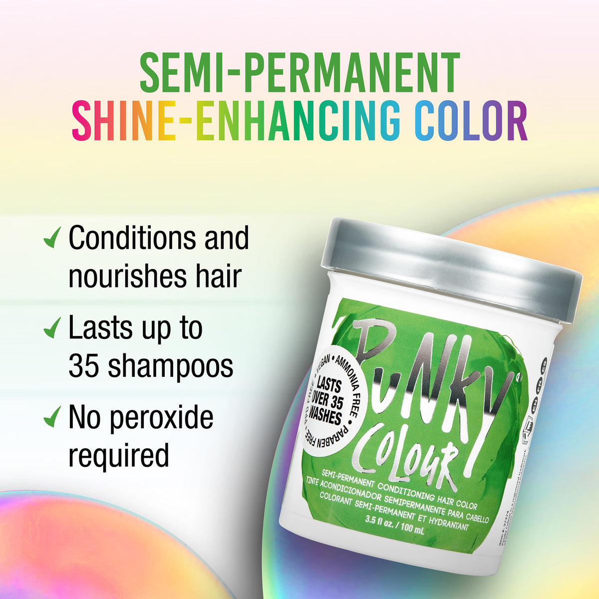 Punky Spring Green Semi Permanent Hair Color - Vegan & Cruelty-Free Conditioning Hair Dye, Lasts Up to 35 Washes, 3.5 fl oz Beauty & Personal Care Punky