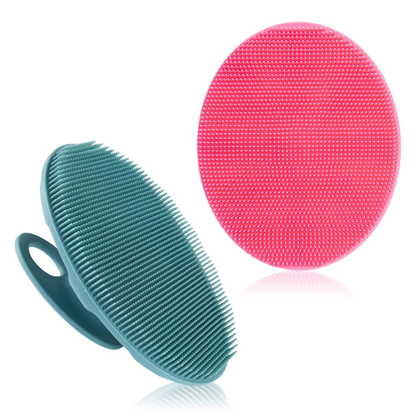 Soft Silicone Body Cleansing Brush Shower Scrubber, Gentle Exfoliating and Massage for All Kinds of Skin (Pink+Dark Green) Beauty and Personal Care INNERNEED