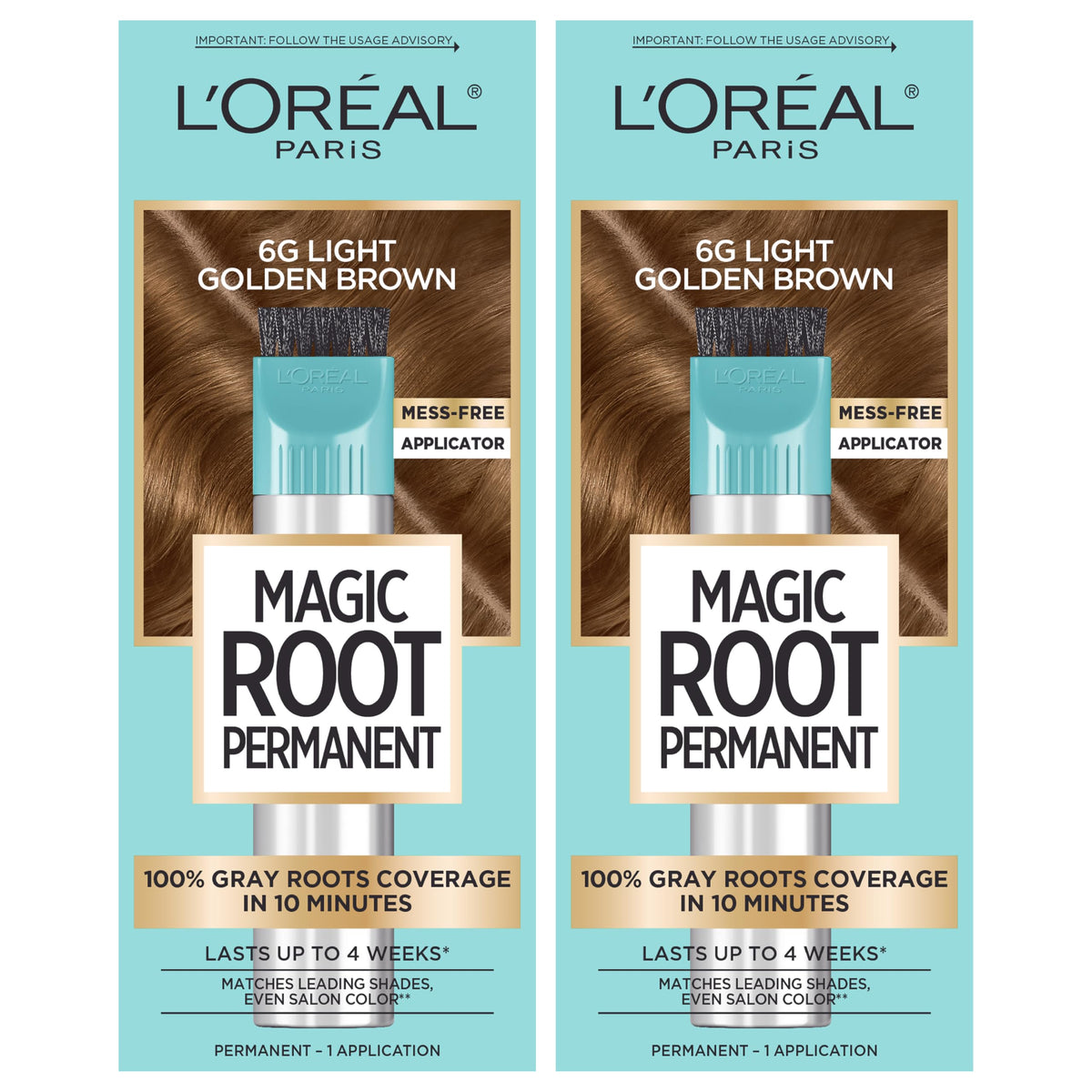 L'Oreal Paris Magic Root Permanent Hair Color Kit, 100% Gray Hair Coverage In Just 10 Minutes, Precision Brush Applicator for Seamless Application, 6G