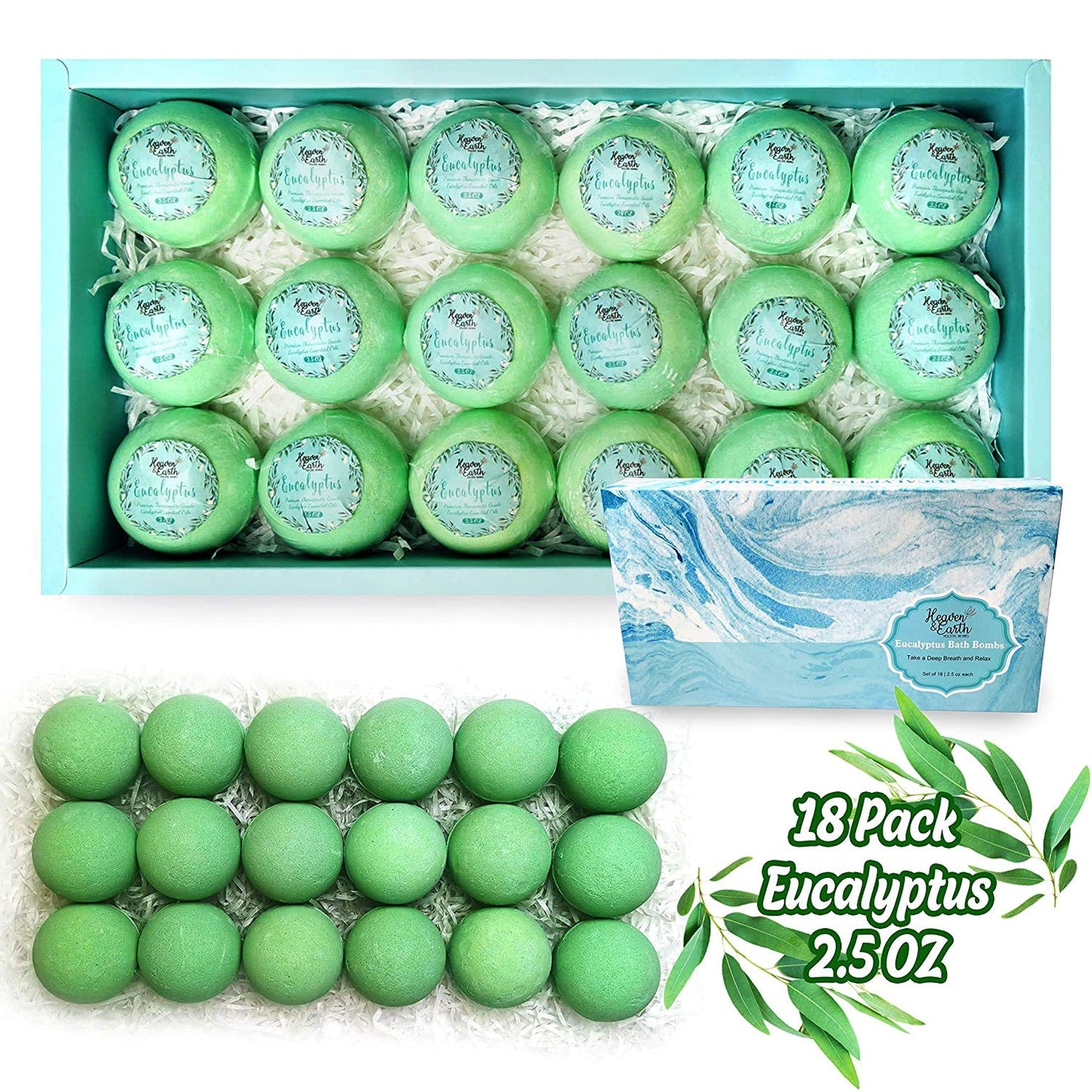 Bath Bomb Gift Sets for Men. 18 Therapeutic Spearmint Eucalyptus Bath Bombs for Sore Muscles. Best Mens Bath Bomb Gift Box for Him & Her Beauty and Personal Care Joanne Arden Organics