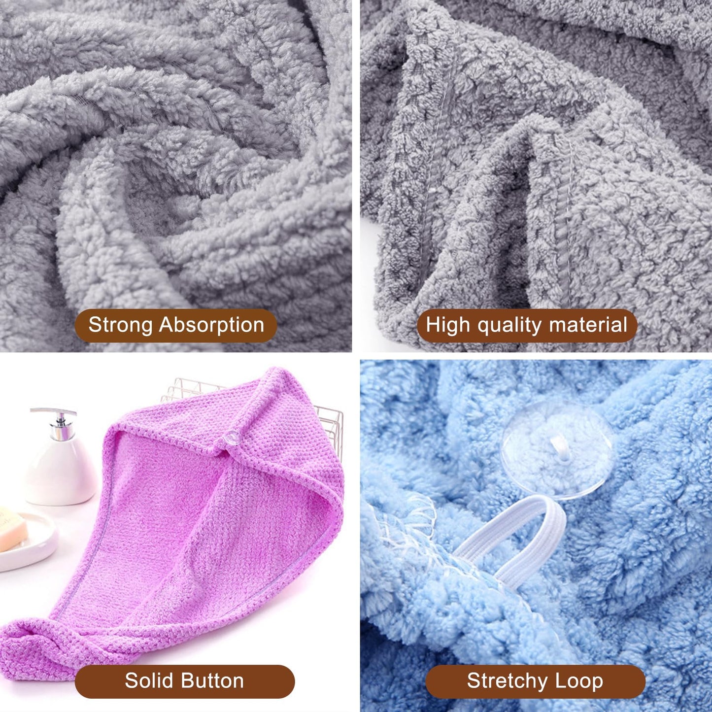 Kldnkig Soft Microfiber Hair Drying Towel Wrap, 5 Pack Elastic Hair Turbans for Fast Drying, Ideal for Women, Curly Wet Hair Beauty and Personal Care Kldnkig