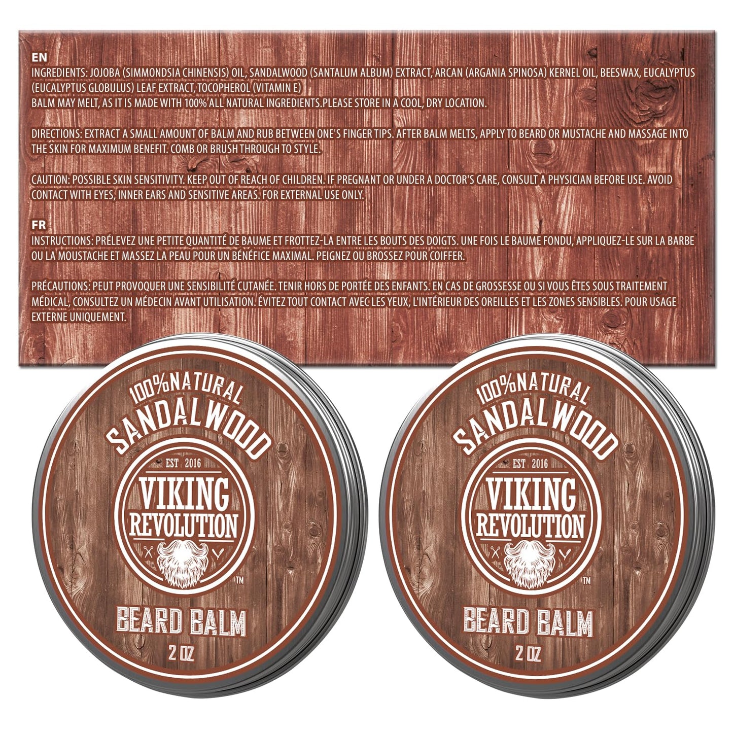 Viking Revolution Sandalwood Beard Balm - Beard Butter with Argan Oil, Beard Softener for Men with Jojoba Oil - Beard Moisturizer for Men with Beeswax Beauty & Personal Care Viking Revolution