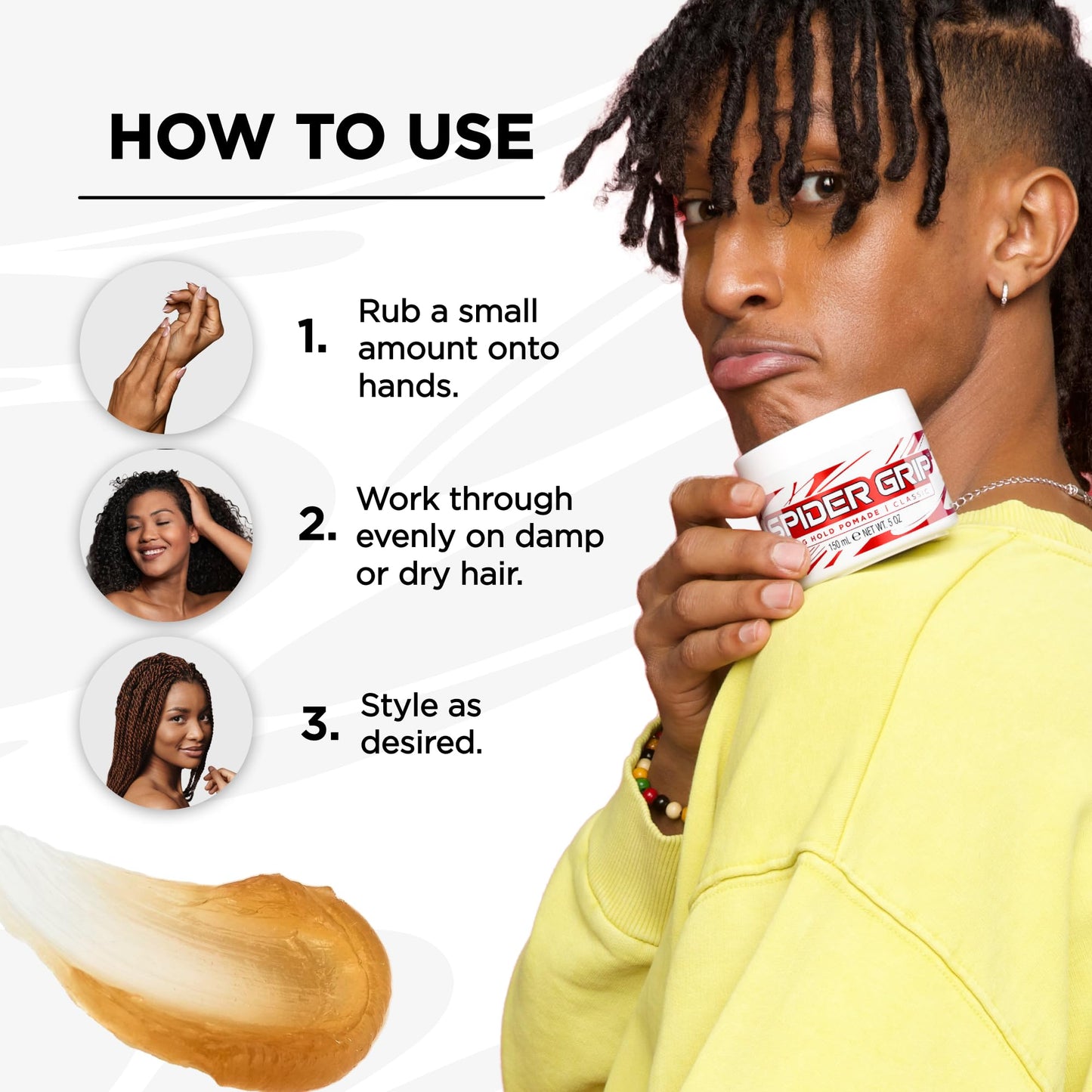 Style Factor Spider Grip Strong Hold Pomade for Men and Women - Castor Oil for High Shine and Long-Lasting Control for Braids, Locs, Twists Beauty & Personal Care Style Factor