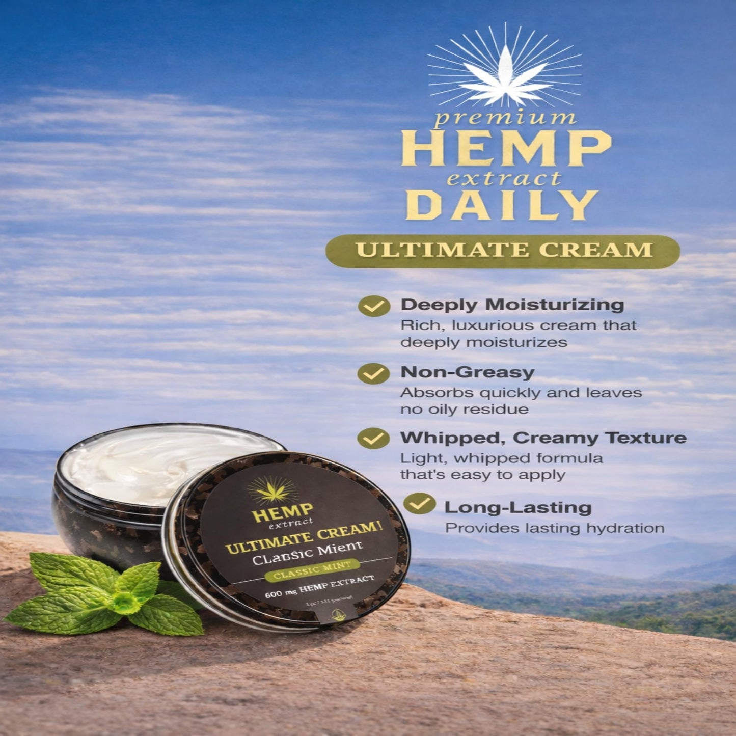 Earthly Body Premium Hemp Extract Daily Ultimate Cream, Classic Mint, 5oz Beauty & Personal Care Earthly Body