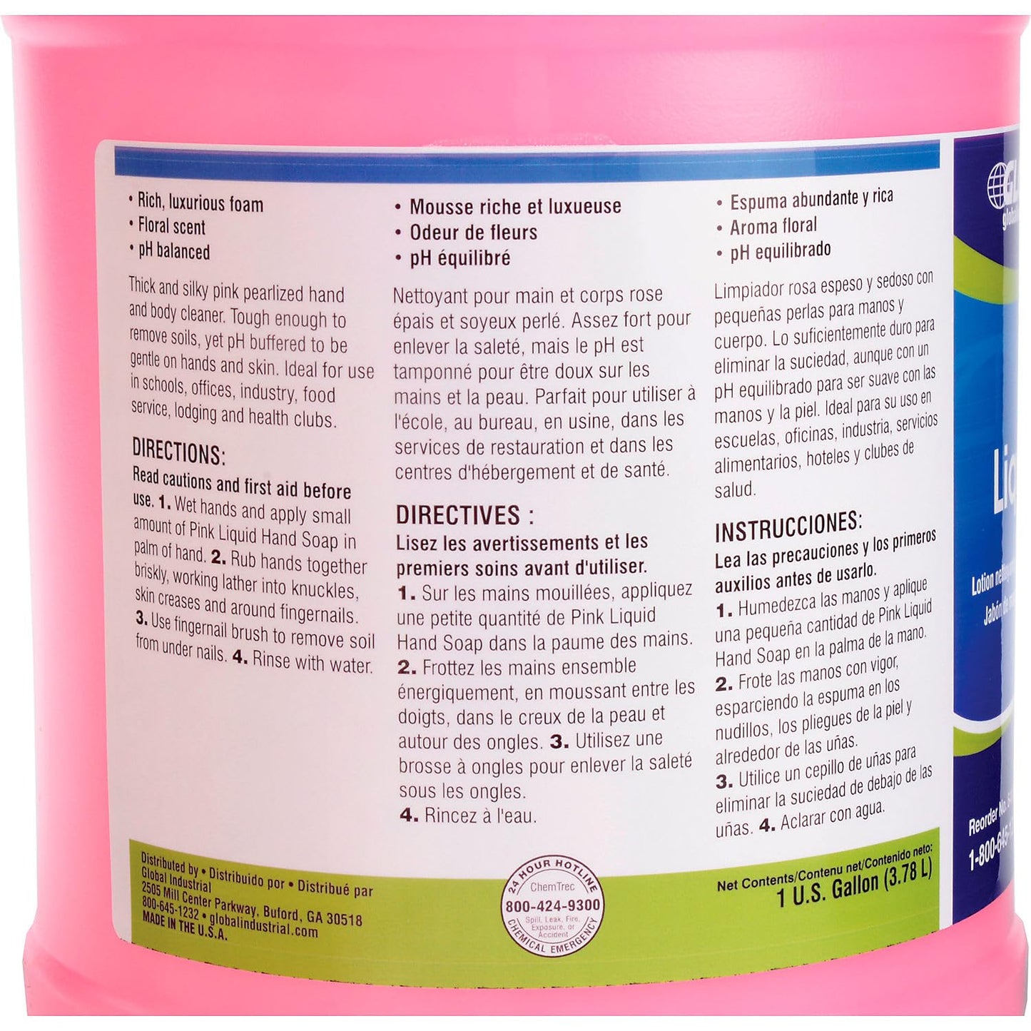 Sim Imports Global Industrial Liquid Hand Soap, Case Of Four 1 Gallon Bottles, Pink Beauty & Personal Care Sim Imports