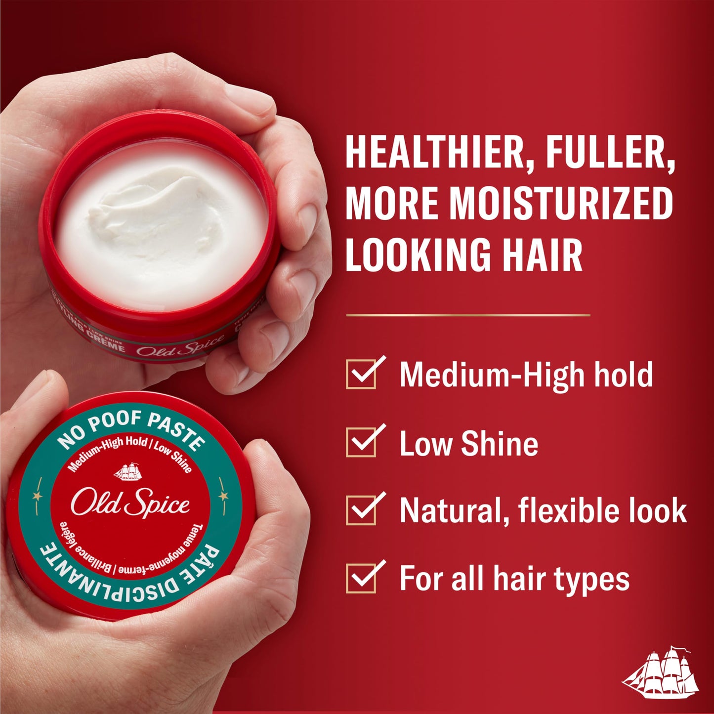 Old Spice No-Poof Paste, Hair Styling Paste for Men, Medium-High Hold, Low Shine, 2.22 Oz Beauty & Personal Care Old Spice