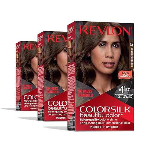 Revlon Colorsilk Beautiful Color Permanent Hair Color, (OLD VERSION) 47 Medium Rich Brown (Pack of 3) Beauty & Personal Care REVLON