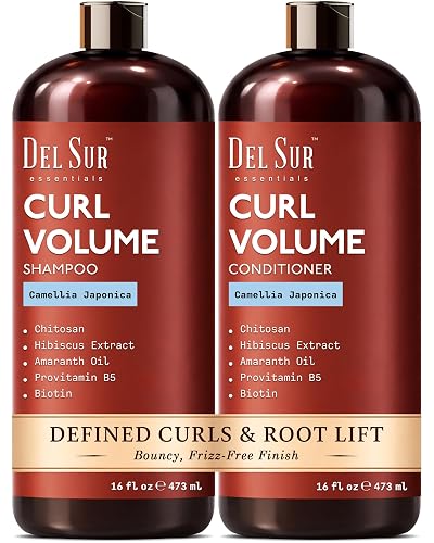 DEL SUR Curly Hair Shampoo and Conditioner Set | Curl Defining, Volume & Hydration | 16 fl oz Each | with Camellia Japonica, Hibiscus & Amaranth Oil | Beauty & Personal Care DEL SUR