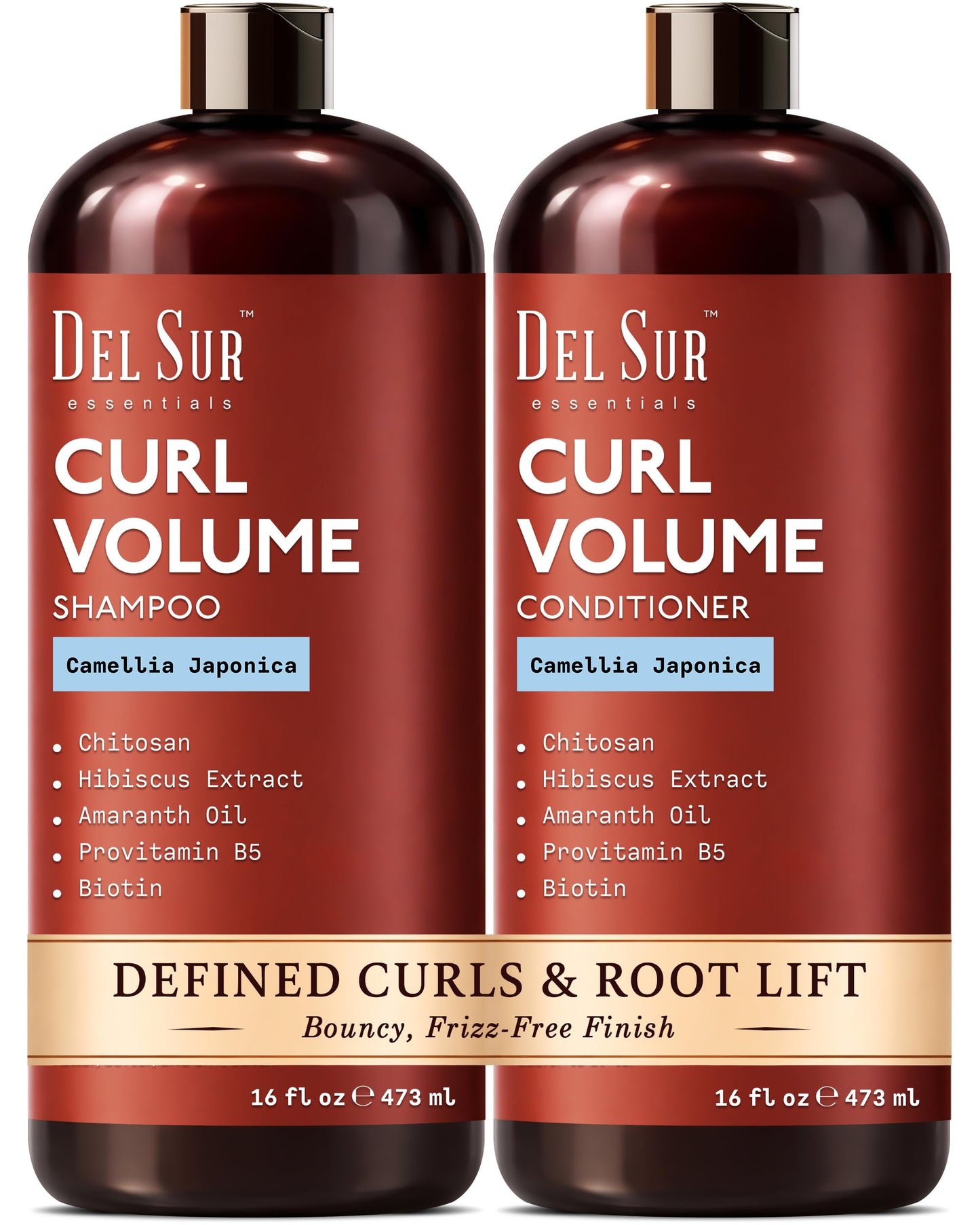 DEL SUR Curly Hair Shampoo and Conditioner Set | Curl Defining, Volume & Hydration | 16 fl oz Each | with Camellia Japonica, Hibiscus & Amaranth Oil | Beauty & Personal Care DEL SUR
