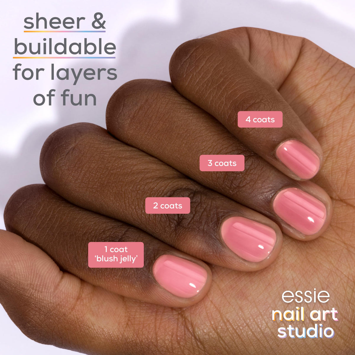 essie Nail Art Studio Jelly Gloss Polish, Vegan, Sheer Pink Nail Polish, Blush Jelly, 0.46 Fl Oz