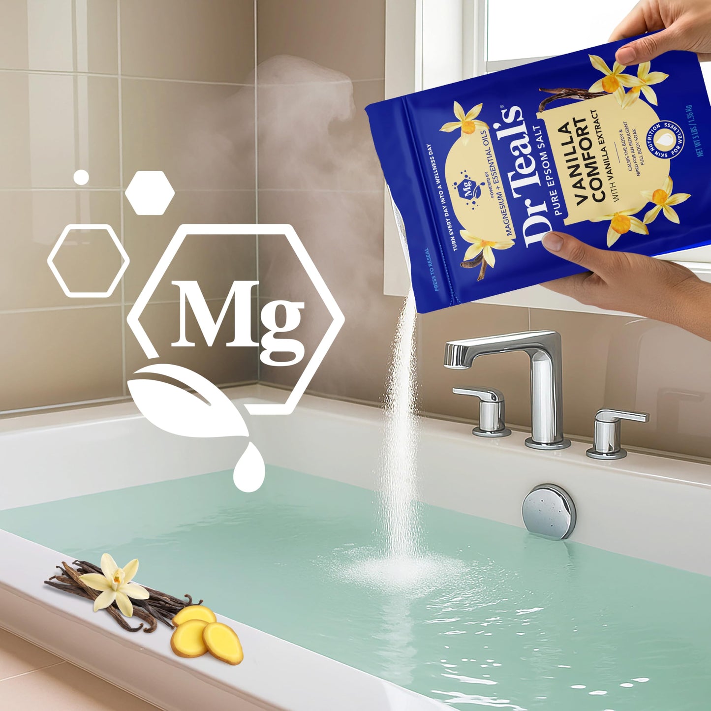Dr Teal's Epsom Salt Magnesium Soak, Vanilla Comfort, 3 lbs (Pack of 4) Beauty and Personal Care Dr Teal's