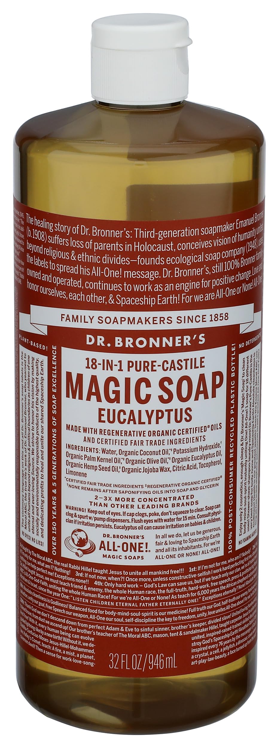 Dr. Bronner's Eucalyptus Liquid Castile Soap, 32 FZ Beauty & Personal Care Dr. Bronner's
