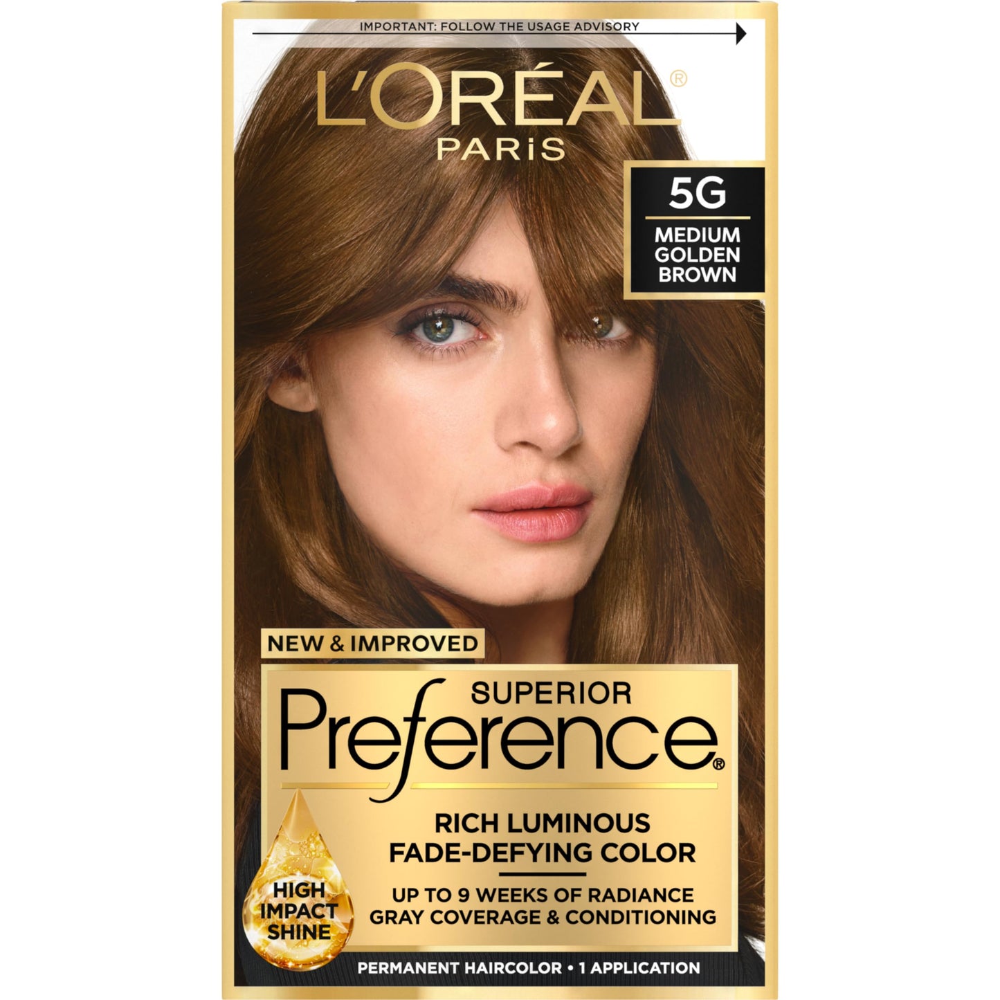 L'Oreal Paris Superior Preference Luminous Fade-Defying Permanent Hair Color, Hair Dye For Up to 9 Weeks of Radiance, Medium Golden Brown 5G, 1 Hair Beauty & Personal Care L'Oreal Paris