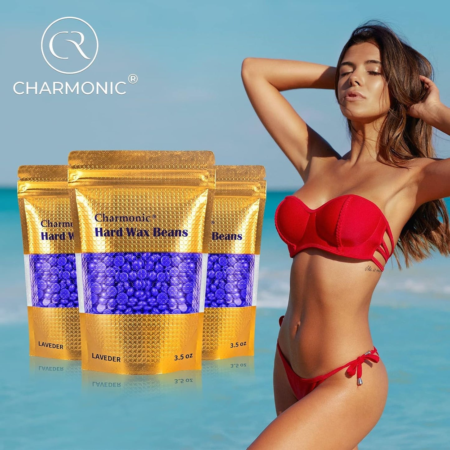 Charmonic Hard Wax Beads, 10 LB Wax Beans, Bulk Hair Waxing Beads for Face, Eyebrow, Brazilian, Legs, Body and Bikini Hair Removal, Depilatory Wax Beauty and Personal Care Charmonic