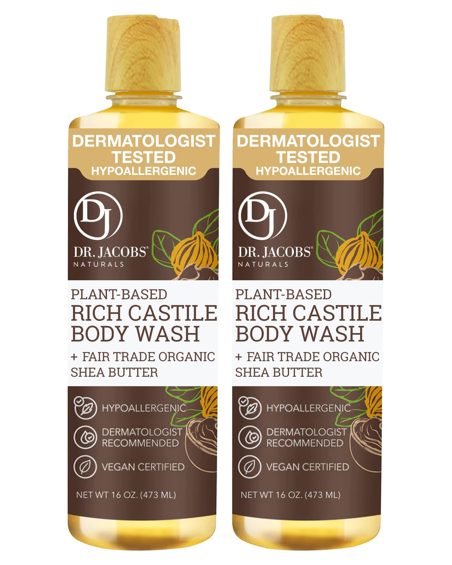 Dr. Jacobs Naturals Pure Castile Soap Liquid Body Wash, Shea Butter - Plant Based Soap Infused with Vitamin E and Aloe Vera to Moisturize Dry Beauty & Personal Care DR.JACOBS NATURALS