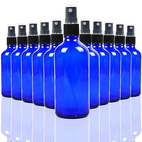 Youngever 10 Pack Empty Blue Glass Spray Bottles, 4 Ounce Refillable Container for Essential Oils, Cleaning Products, or Aromatherapy Beauty & Personal Care Youngever