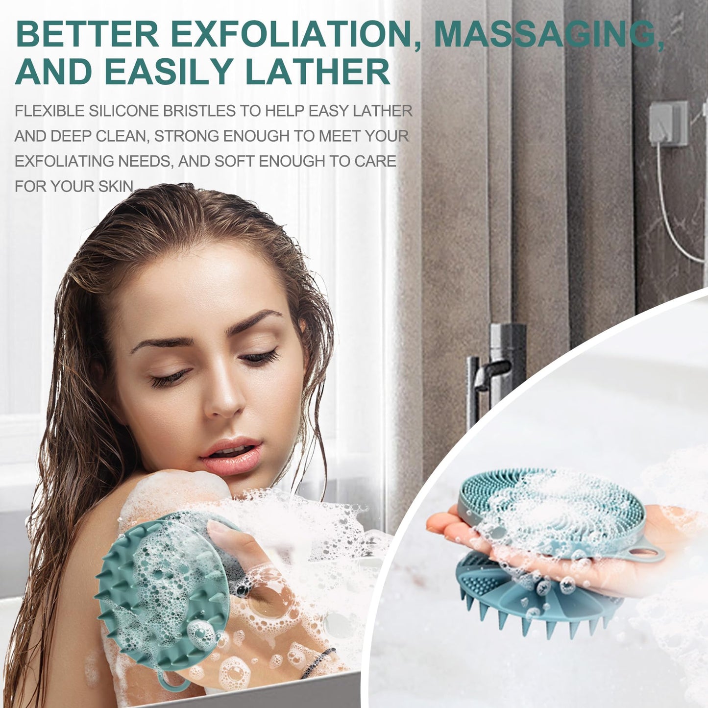 INNERNEED 2in1 Silicone Body Scrubber & Scalp Massager Shampoo Brush, Green Beauty and Personal Care INNERNEED
