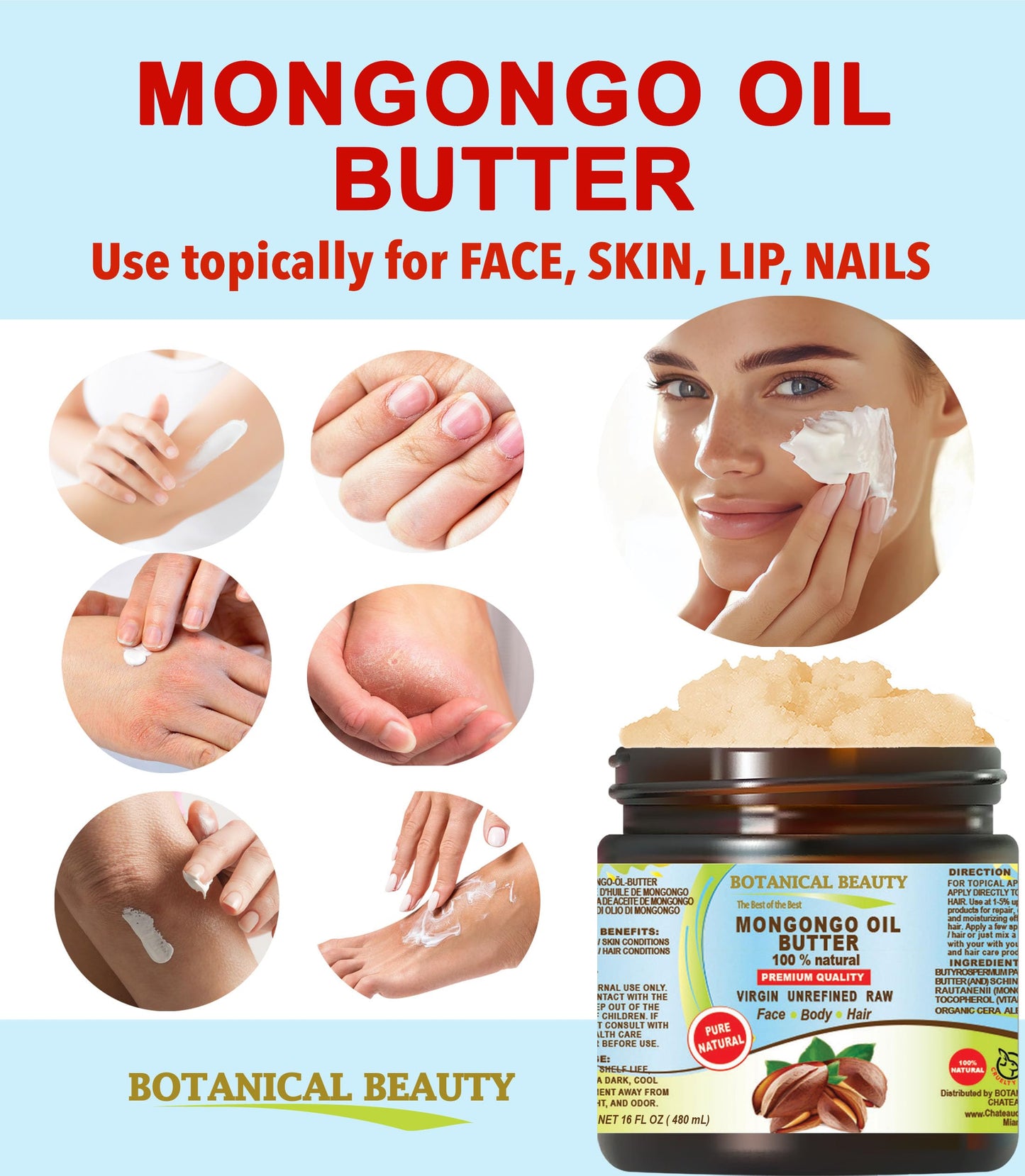 Botanical Beauty MONGONGO OIL BUTTER Manketti 100% Natural Pure Virgin Unrefined Raw for FACE, SKIN, BODY, HAIR, NAILS, DRY SKIN. Mongongo Oil, Shea Beauty & Personal Care Botanical Beauty
