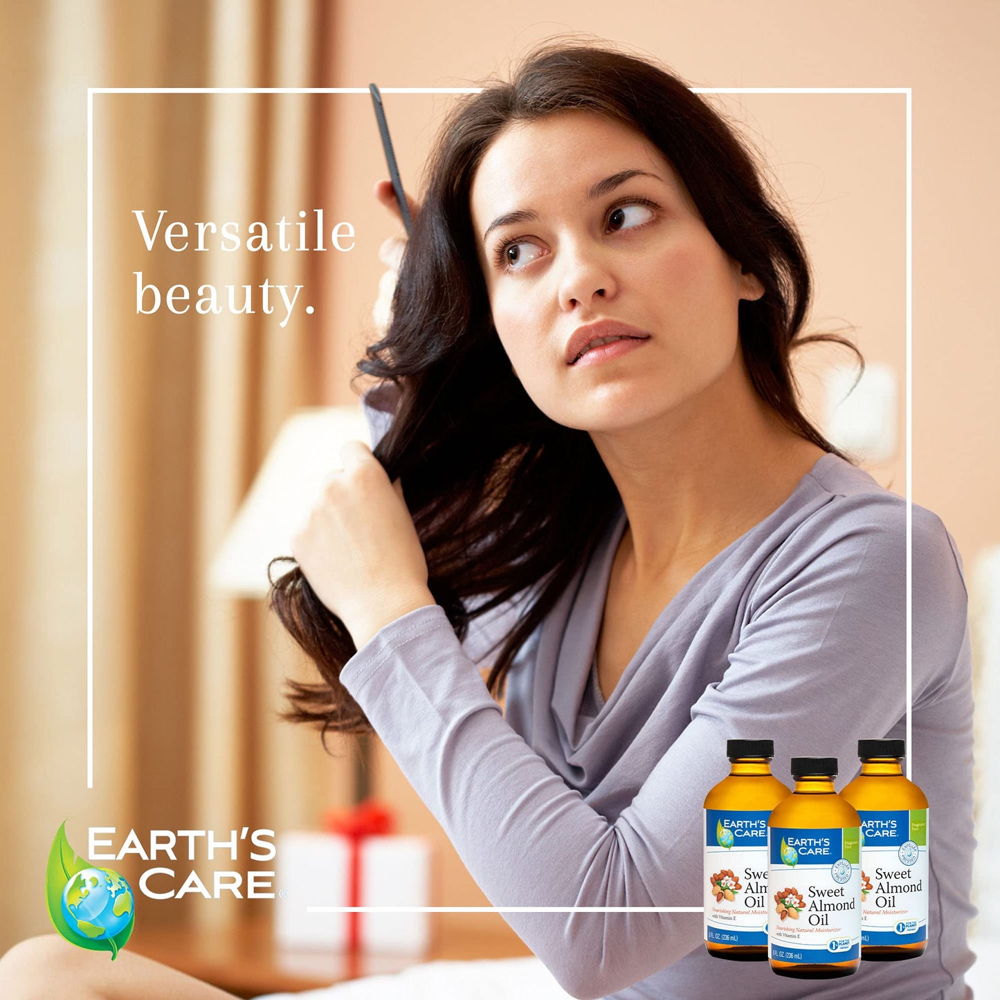 Earth’s Care Sweet Almond Oil - Expeller Pressed Almond Oil for Skin and Hair, Glass Bottle, Unscented, 8 FL. OZ. Beauty & Personal Care Earth's Care