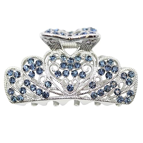 Faship Navy Blue Rhinestone Crystal Floral Hair Claw Clips Beauty & Personal Care Faship