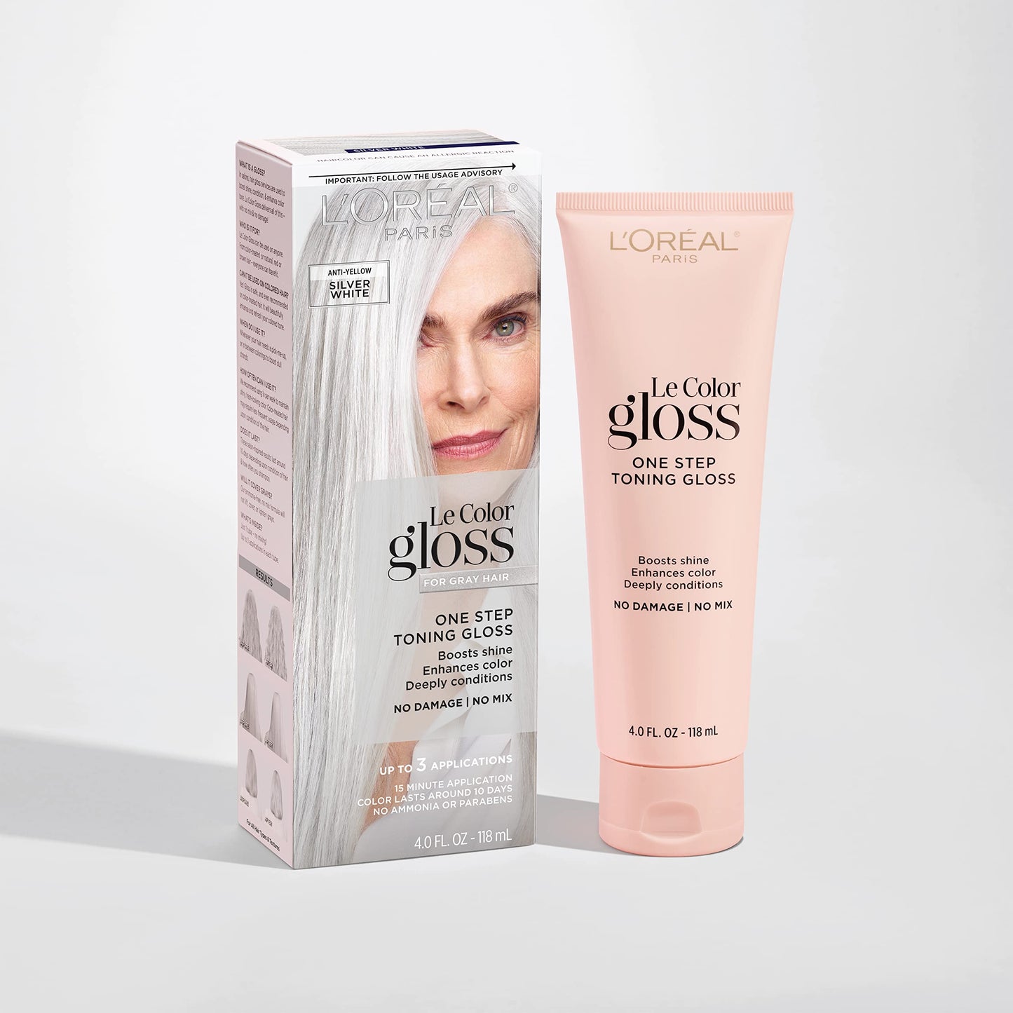 L'Oreal Paris Le Color Gloss One Step Toning Gloss, In-Shower Hair Toner with Deep Conditioning Treatment Formula for Gray Hair, Silver White, 1 Kit Beauty & Personal Care L'Oreal Paris