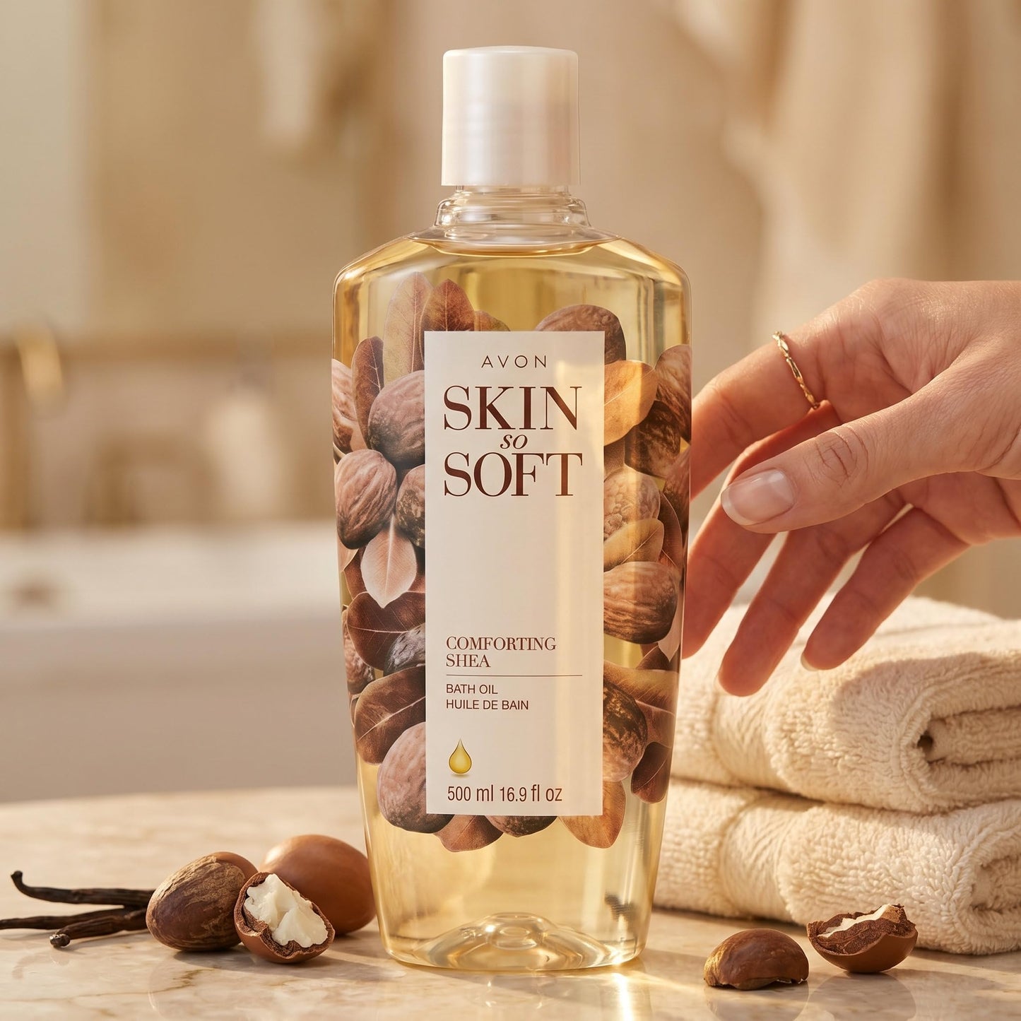 AVON Skin So Soft Comforting Shea Bath Oil, 16.9 fl oz - with Shea Butter, Vitamins A & E - Vanilla, Sandalwood & Musk Scent Beauty and Personal Care AVON