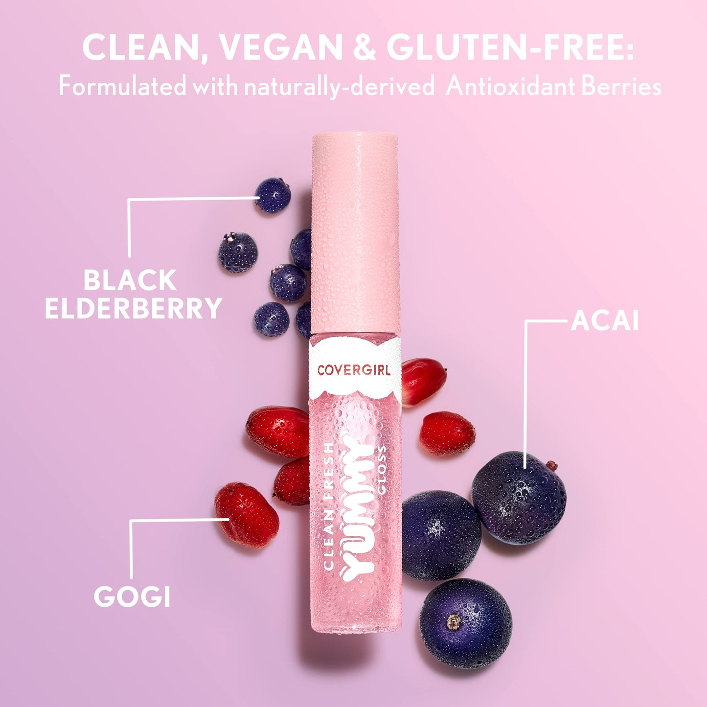 COVERGIRL Clean Fresh Yummy Lip Gloss, Sheer, Natural Scents, Vegan Formula - 300 Acai You Later, 0.33 fl oz Beauty and Personal Care COVERGIRL