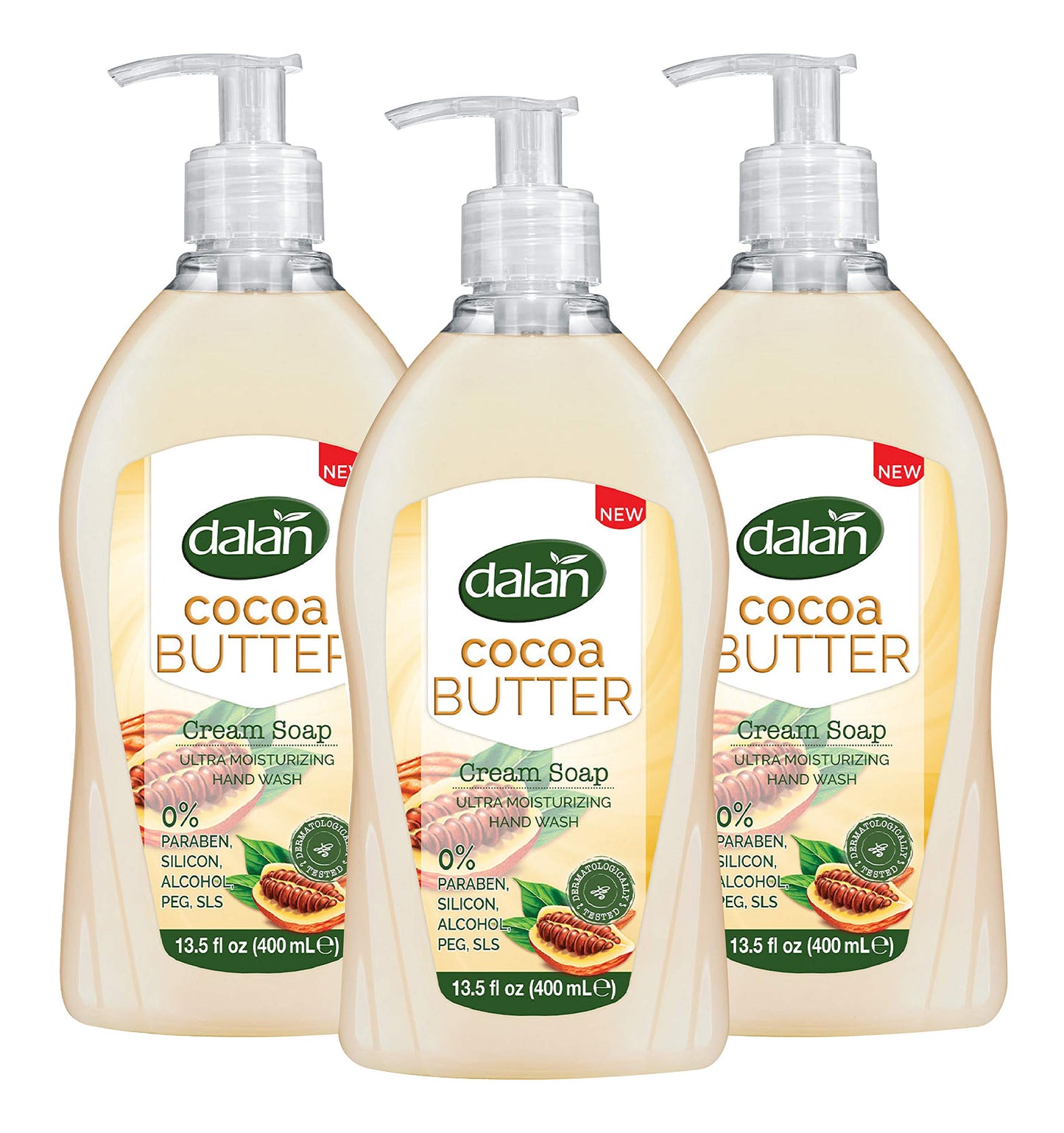 Dalan Cocoa Butter Cream Ultra Moisturizing Liquid Hand Soap for Dry and Fresh Hands Feeling Clean and Soft ((13.5 Fl Oz / 400 mL (Pack of 3)) Beauty & Personal Care Dalan