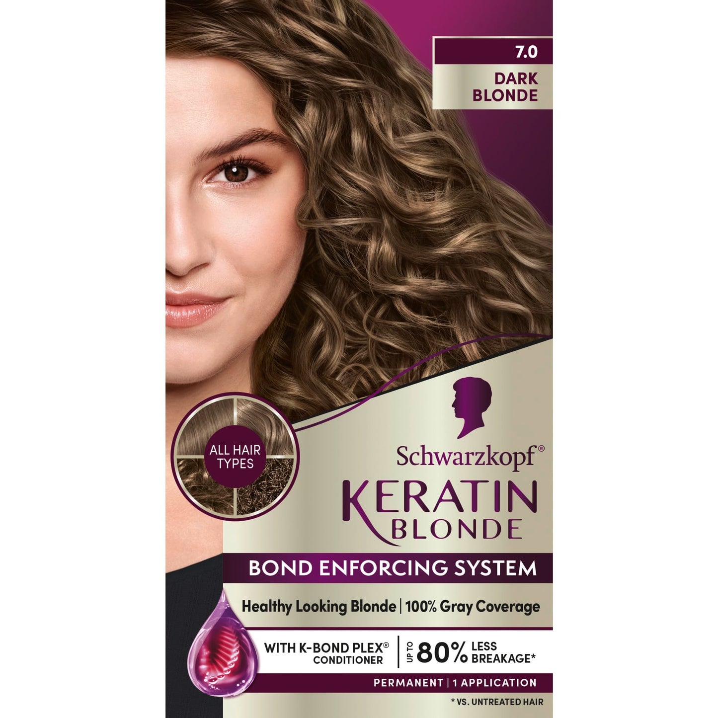 Schwarzkopf Keratin Blonde Hair Dye, 7.0 Dark Blonde, Professional Quality Permanent Hair Color, Bond Enforcing System Helps Prevent Breakage* Beauty & Personal Care Schwarzkopf
