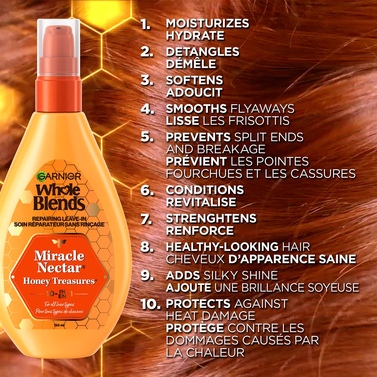 Garnier Hair Care Whole Blends Leave-in Miracle Nectar Honey Treasures Leave-In Treatment, 5 Ounces