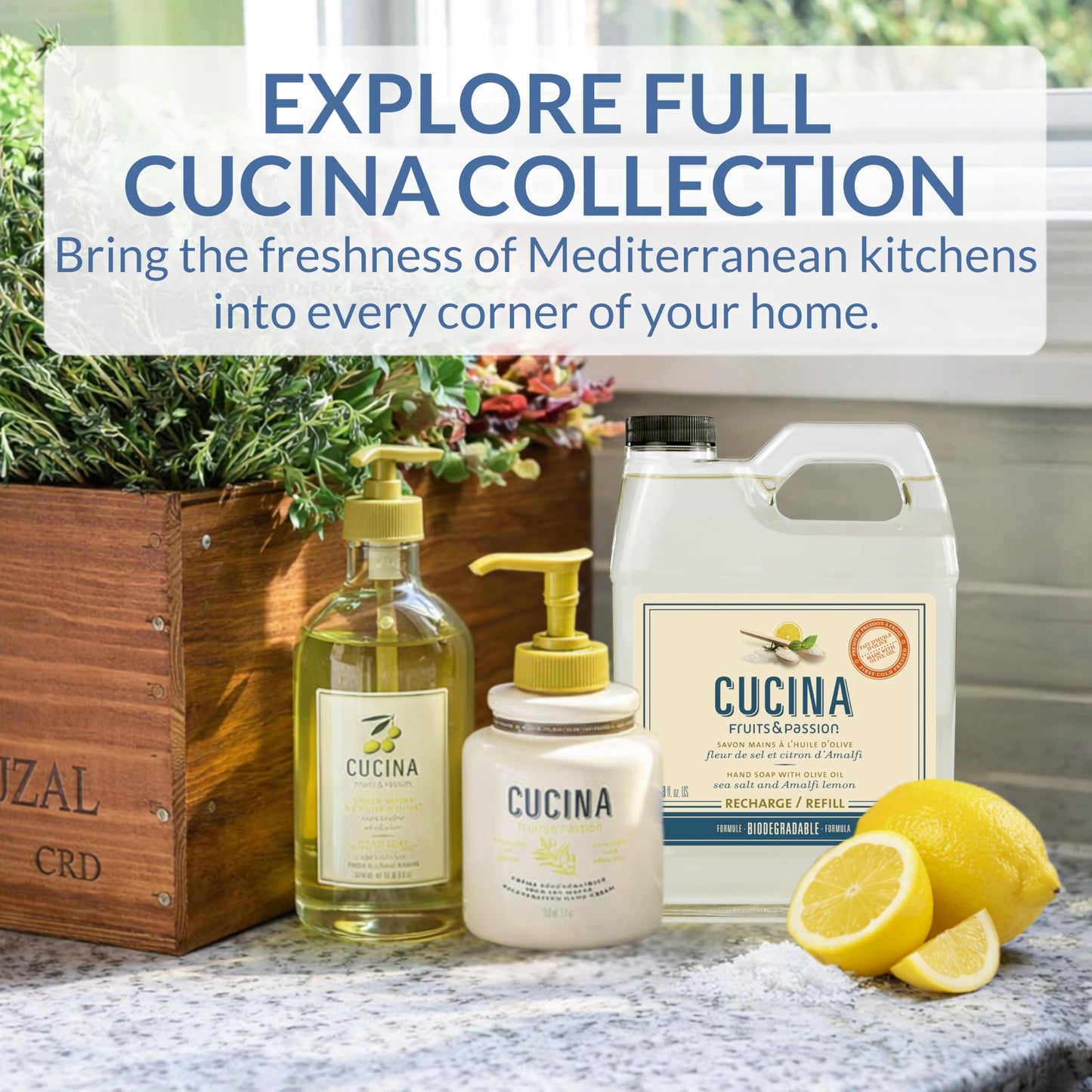Cucina Fruits & Passion Hand Soap Refill, Sea Salt & Amalfi Lemon, 33.8 fl oz (1L) Each, 2-Pack, Biodegradable Liquid Hand Soap with Olive Oil Beauty & Personal Care Cucina