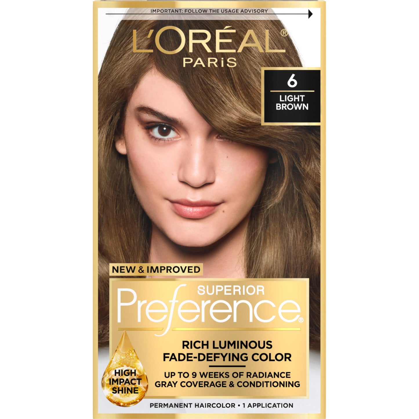 L'Oreal Paris Superior Preference Fade-Defying + Shine Permanent Hair Color, 6 Light Brown, Pack of 1, Hair Dye Beauty & Personal Care L'Oreal Paris