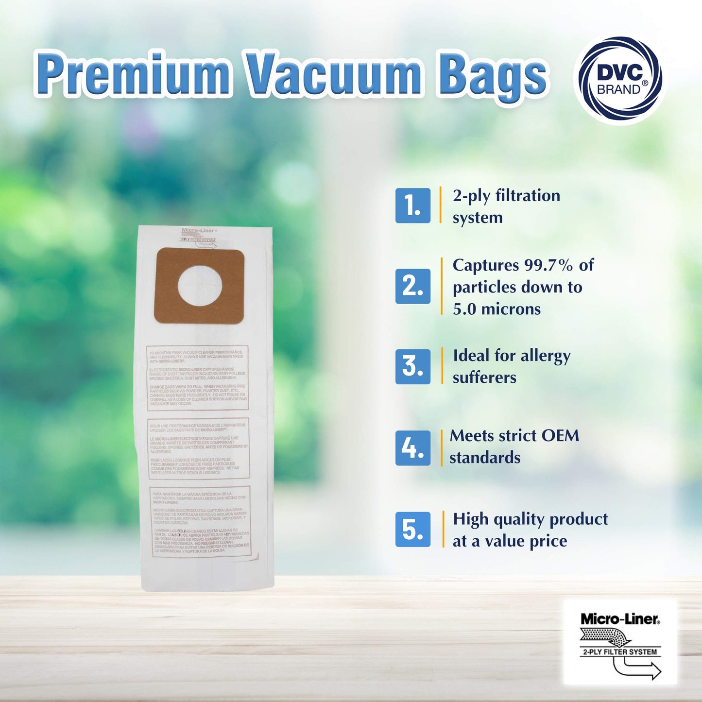 DVC Micro-Lined Paper Replacement Bags For Panasonic Style U, U-3, and U-6 Fits Models MC-V5100, 5200, 5300, 5500, 6200, 6300, 6600, 6700, 6800 Beauty and Personal Care DVC