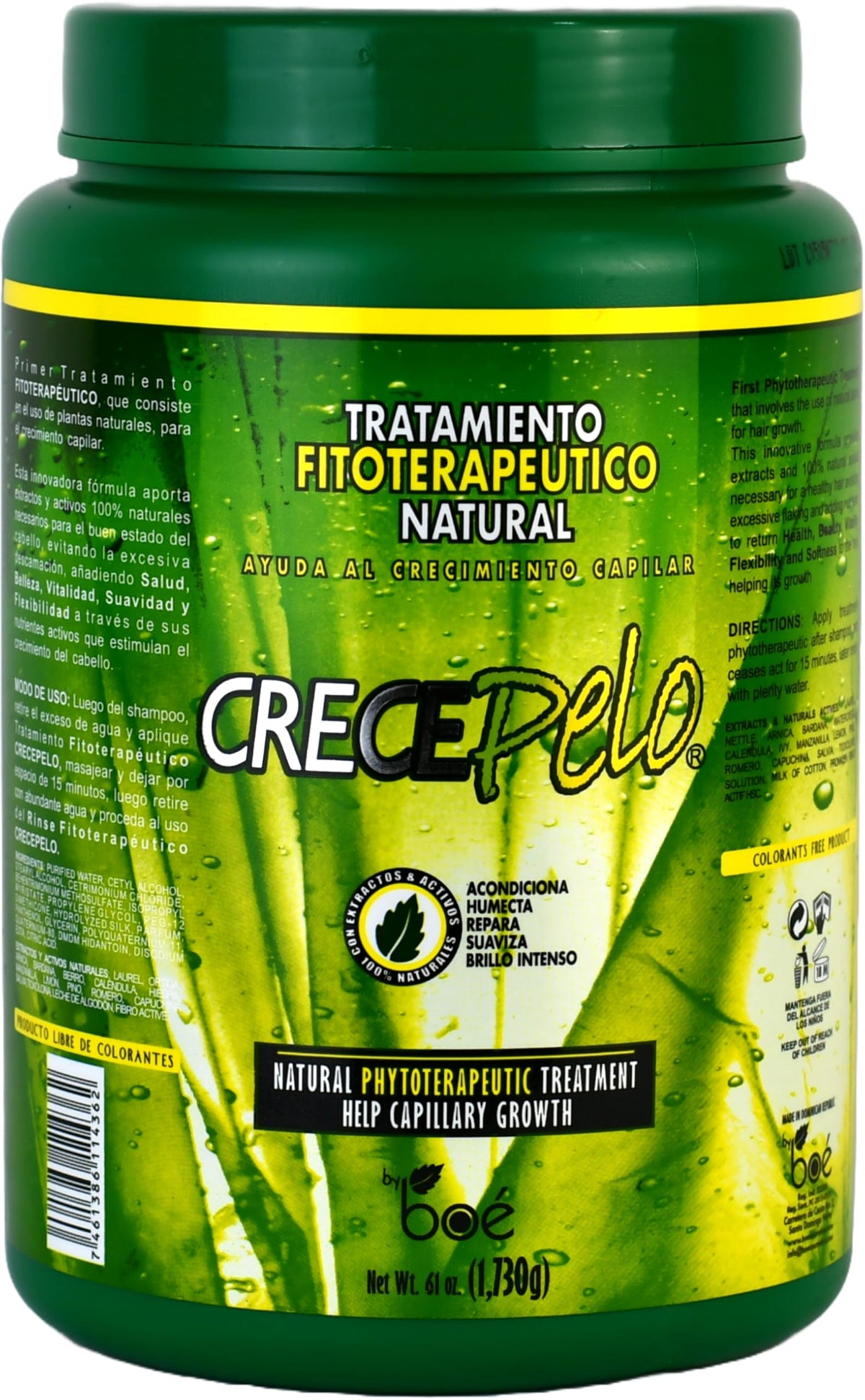 CrecePelo Natural Phytotherapeutic Hair Growth Treatment, Deep Conditioning & Strengthening Mask - Promotes Thicker, Healthier Hair - Hydrating &