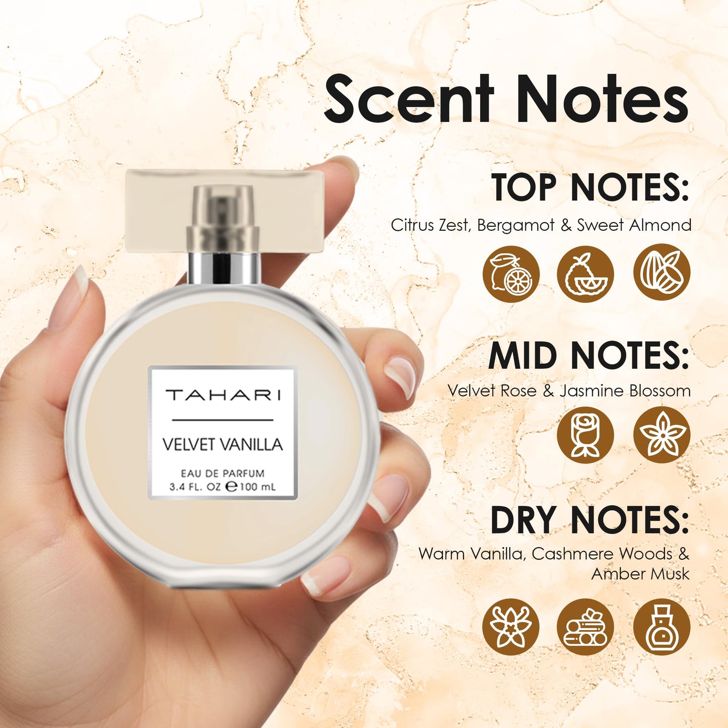 TAHARI Women’s Velvet Vanilla Eau de Parfum - Luxurious, Elegant Scent with Coconut, Jasmine, Lemon & Vanilla, Long-Lasting Sweet, Warm, Inviting Beauty & Personal Care TAHARI