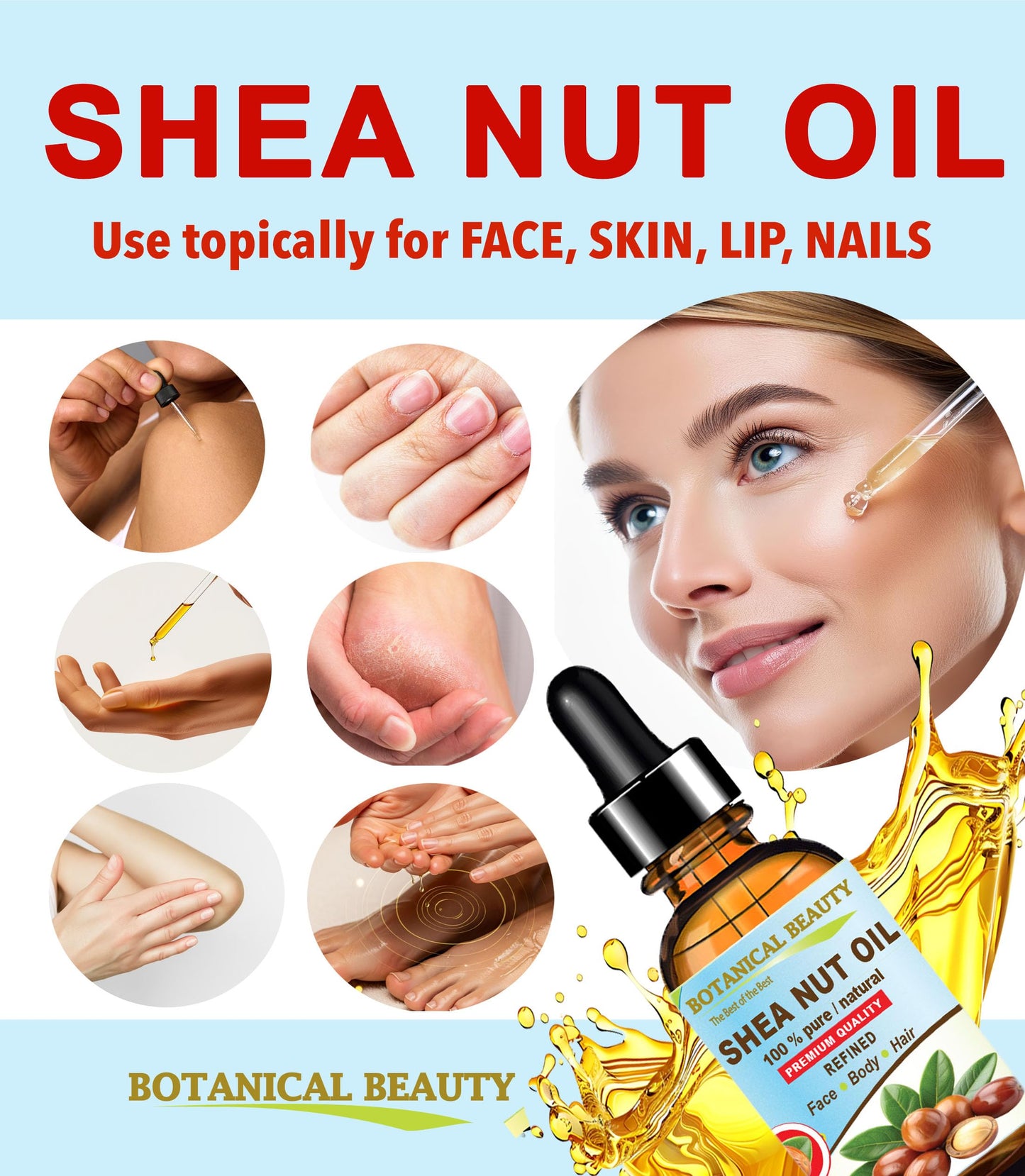 Botanical Beauty SHEA NUT OIL 100% Pure Natural Undiluted Refined Cold Pressed Carrier Oil for Face, Skin, Hair, Lip, Nails. (Karite) Nut Oil. Rich in Beauty & Personal Care Botanical Beauty