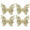 Tinsow 4 Pcs Nail Diamond Metal Nail Art Butterfly Jewelry Crystal Strass Moving Wings Butterfly Nail Diamond Stones Wedding Charms Accessories (Gold) Beauty & Personal Care Tinsow