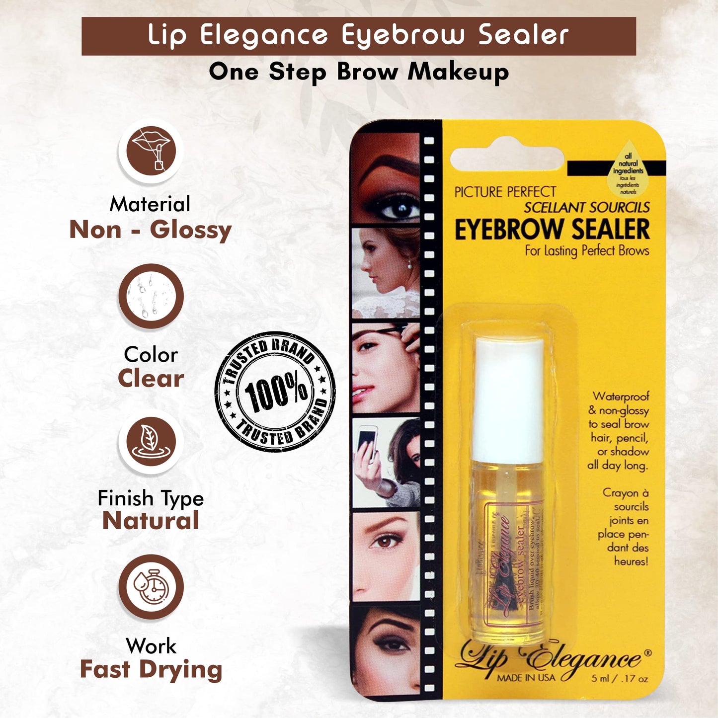 Lip Elegance Eyebrow Sealer - Clear Waterproof Brow Gel for Extreme Hold, 0.17 Ounce Beauty & Personal Care Lip Elegance