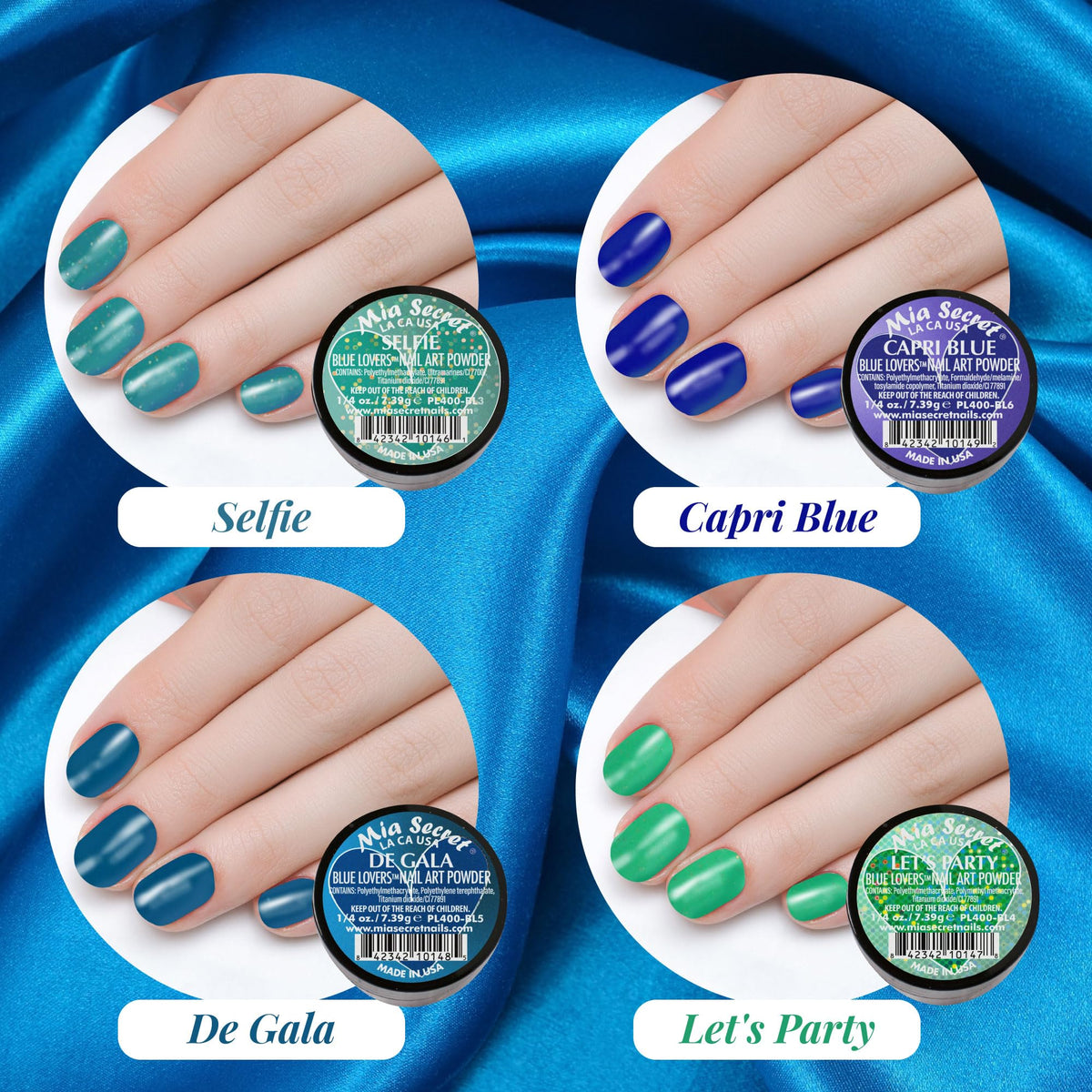 6PC Mia Secret Acrylic Nail Art Powder Collection (BLUE LOVERS)