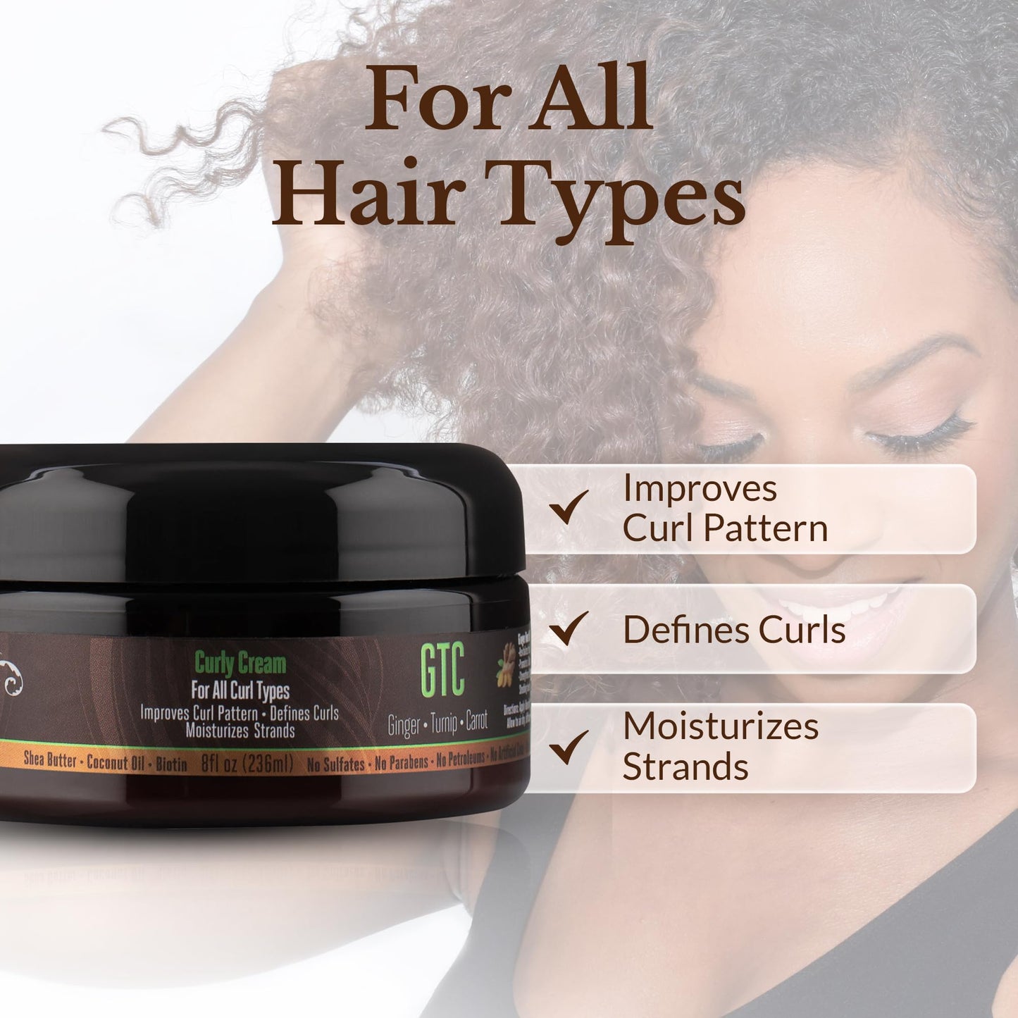 Rucker Roots GTC Curly Cream |Moisturizes Strands| Improves Curl Pattern| Defines Curls| Ginger, Turnip, Carrot Root Oils| All Curl Types Beauty & Personal Care Rucker Roots
